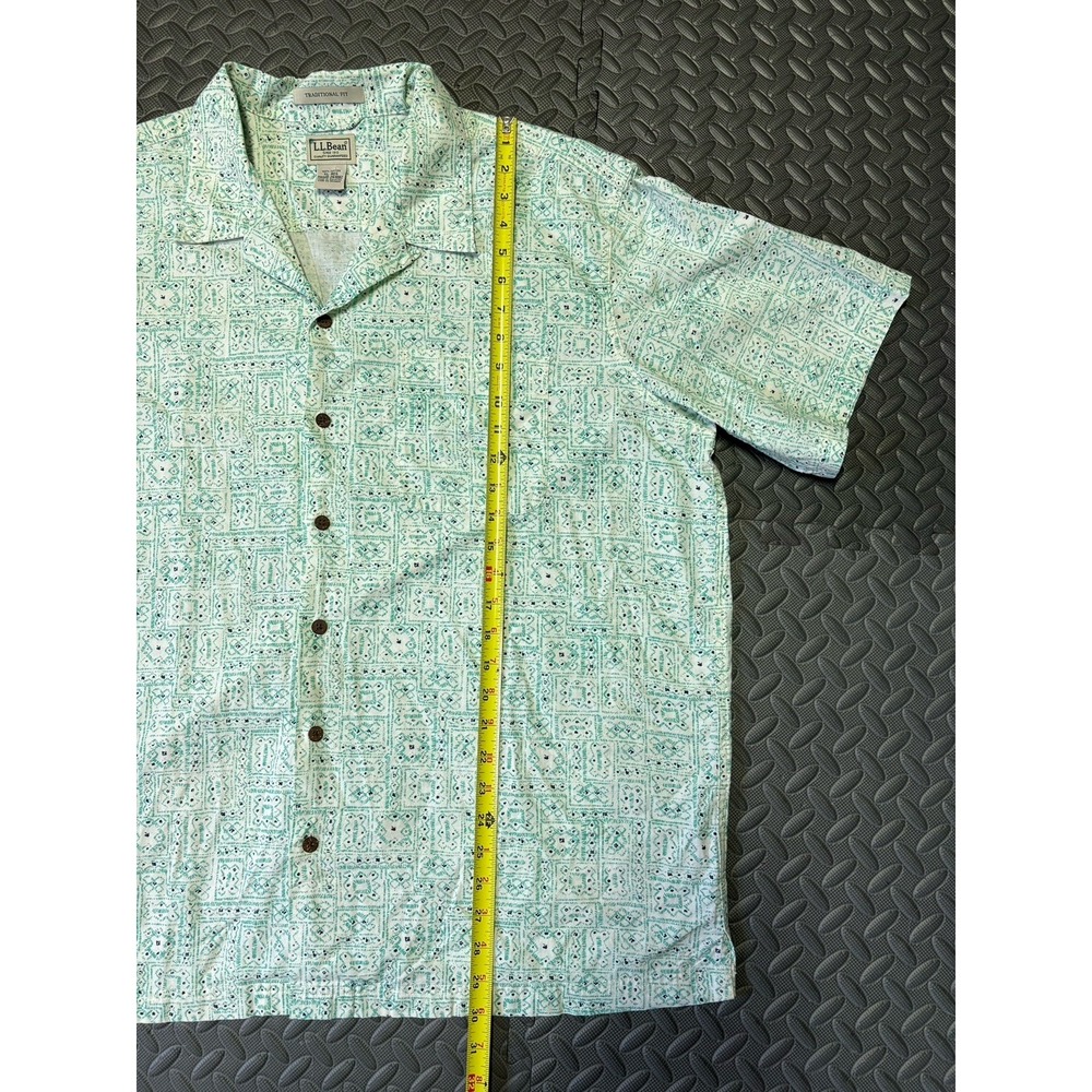 LL Bean Shirt Mens Large 261082 Hawaiian Button Up Short Sleeve 100% Cotton - Picture 3 of 4